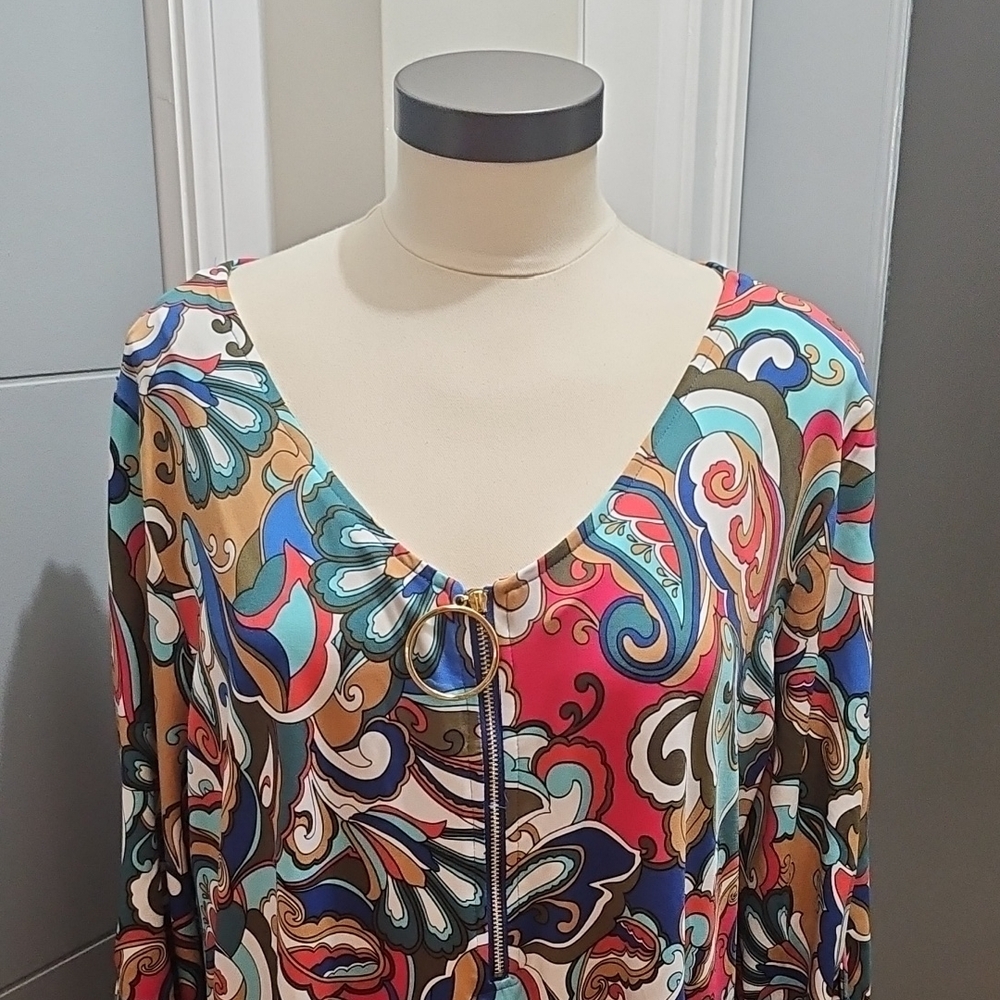Tacera Colorful Abstract Pattern Dress - Picture 2 of 6